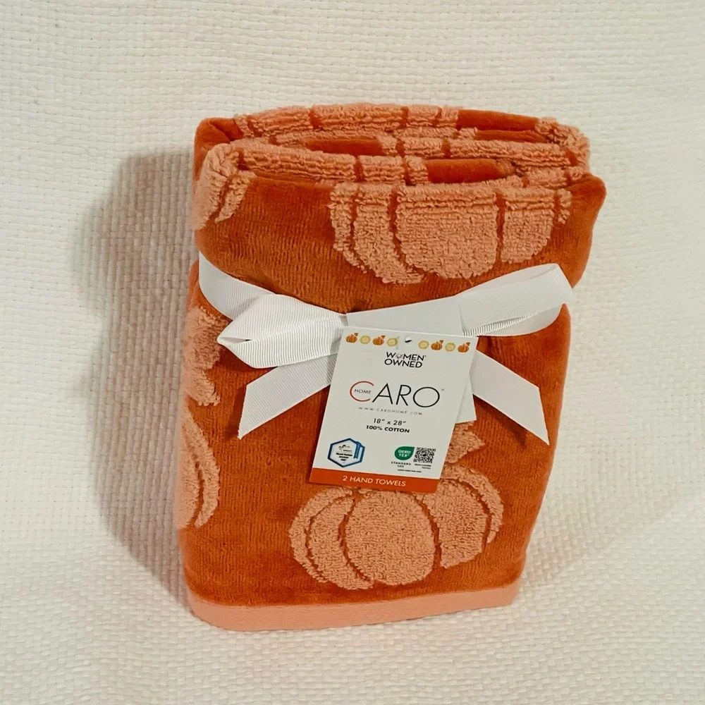 Caro Home Pumpkin Hand Towels - Orange (2-Pack)